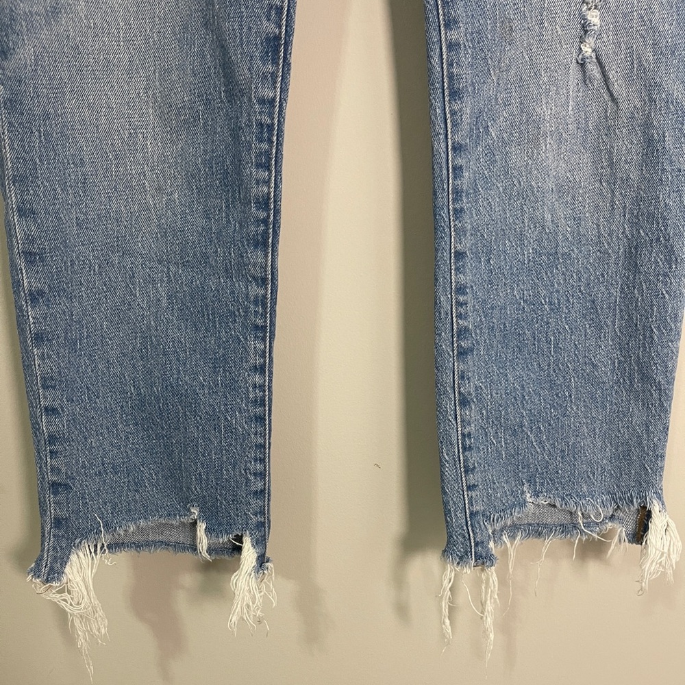 Madewell Womens Jeans Size 27 Blue Classic Straight Distressed Denim Bottoms - Picture 3 of 12